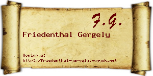 Friedenthal Gergely névjegykártya